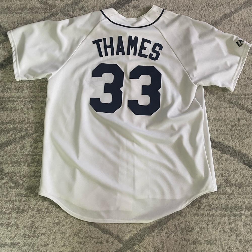 Detroit Tigers White Button Up Jersey Marcus Thames 33